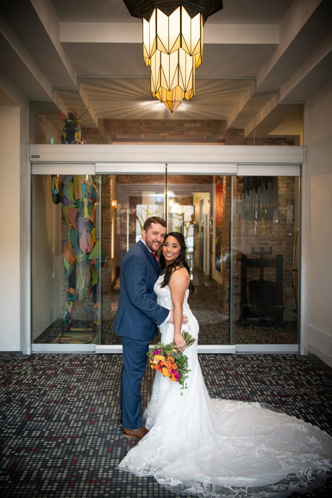 At the back of the Retrosuites in Chatham on wedding day!