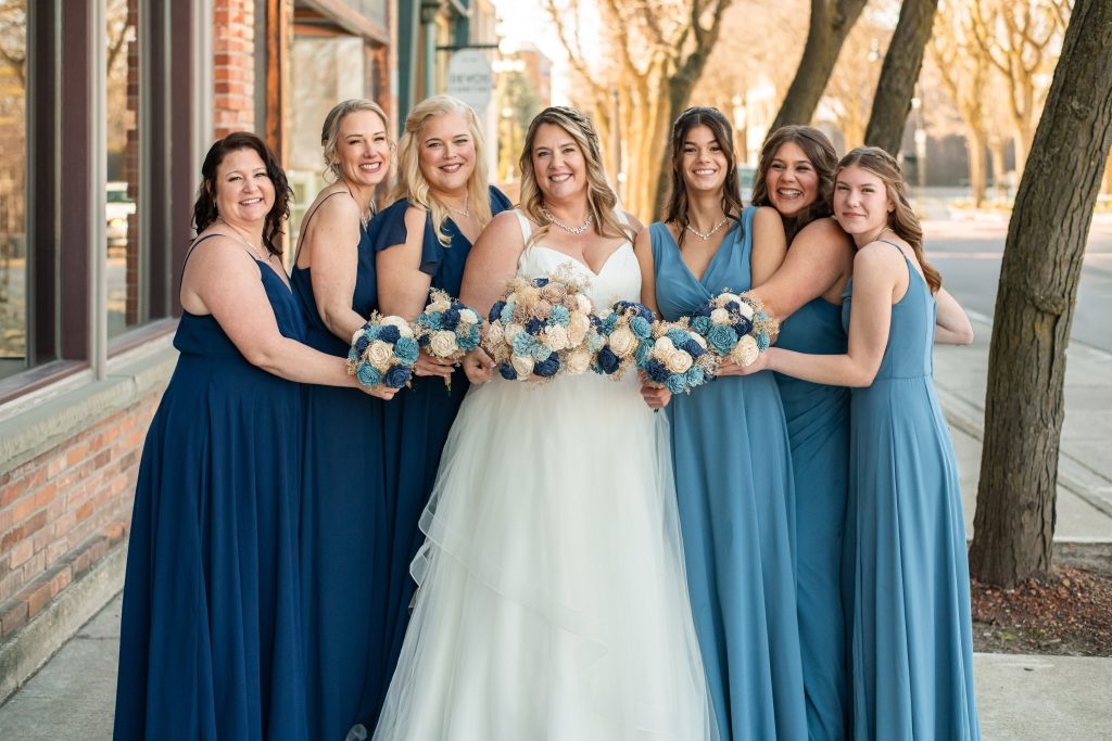 wedding party photograph on King St. in Chatham, outside the Retrosuites hotel wedding venue