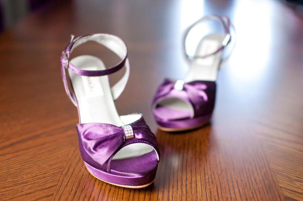 Brides shoes on wedding day