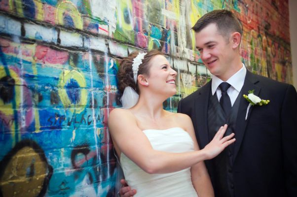 wedding photo of bride and groom