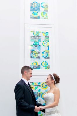 bride and groom at the retrosuites on wedding day