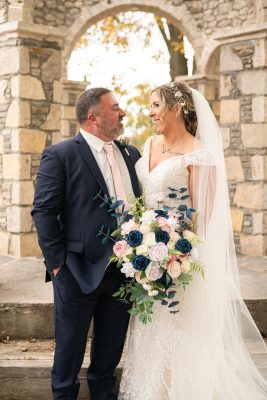 Bride and groom on wedding day