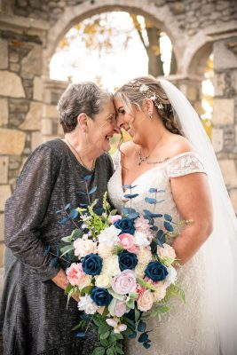 Bride and her grandmother on wedding day links of kent