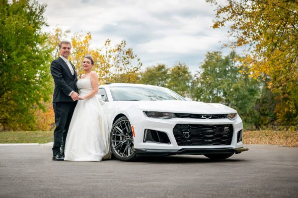 Wedding day photo of bride and groom in Chatham