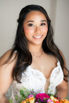 Close up portrait photo of bride on her wedding day in Chatham