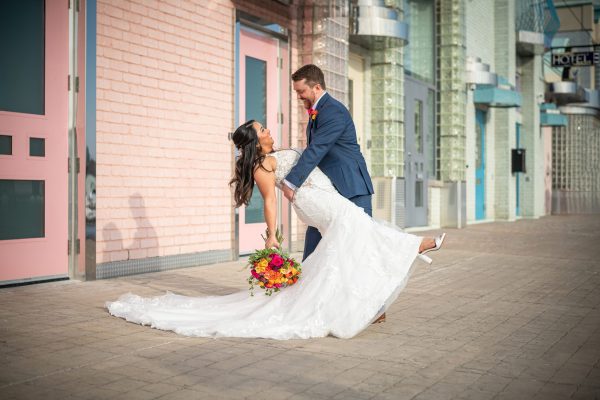 Groom dipping the Bride in Chatham-Kent