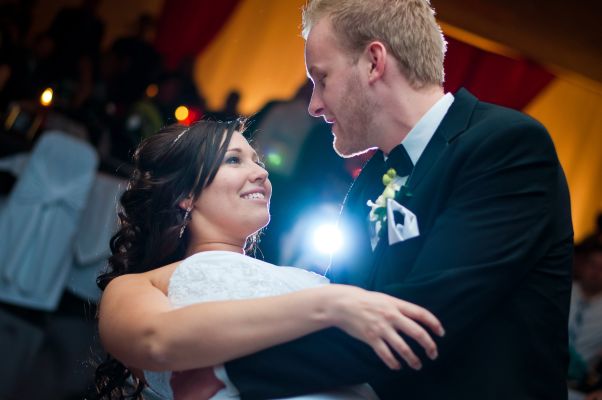 Bride and groom during first dance
