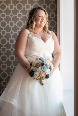 Bride looking out of the window